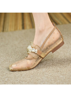 Lace Detail Polka Dot Princess Shoes For Women