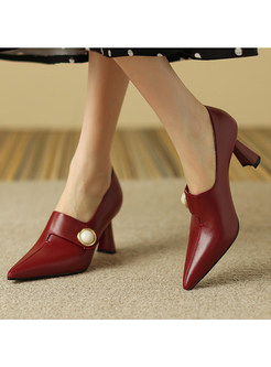 Pointed Toe Elegant PU High Heels For Business Women