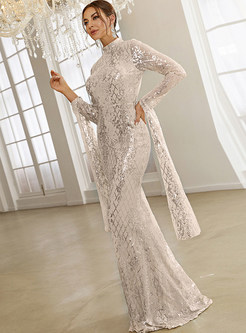 Luxe Beading Sequins Long Sleeve Prom & Dance Dresses