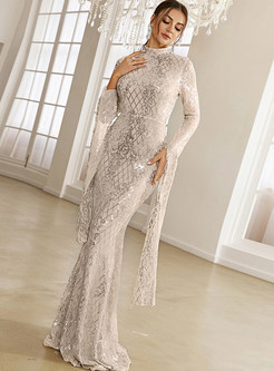 Luxe Beading Sequins Long Sleeve Prom & Dance Dresses