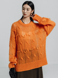 Women's Plus Size Knit Transparent Sweaters