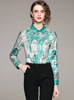 Chicwish Printed Long Sleeve Dressy Blouses