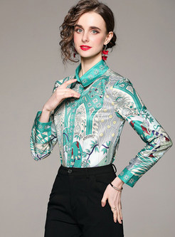 Chicwish Printed Long Sleeve Dressy Blouses