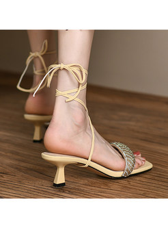 Chicwish Square Toe Rhinestones Decoration Women Sandals