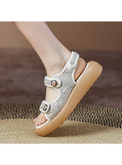 Women's Round Toe Velcro Platform Sandals