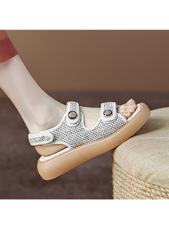 Women's Round Toe Velcro Platform Sandals