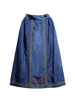 Vintage Embroidered Denim Skirts