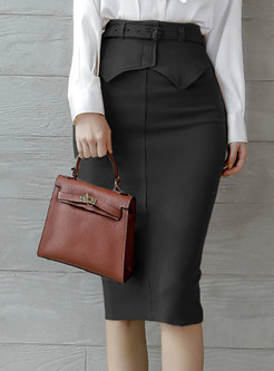 Stylish Ruffles Tight Skirts For Business Women