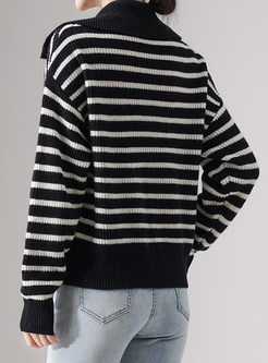 Women's Large Lapels Striped Classic Sweaters