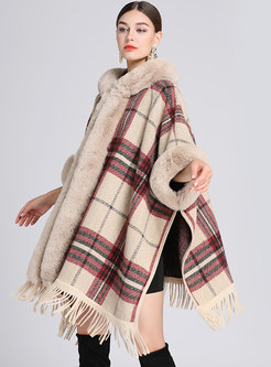 Glamorous Plaid Woolen Womens Ponchos Coats