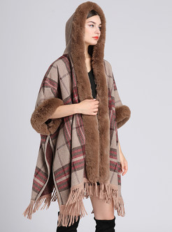 Glamorous Plaid Woolen Womens Ponchos Coats