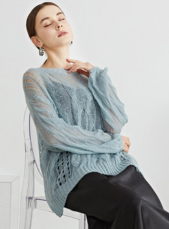 Women Transparent Plus Size Cable Knit Sweaters