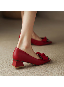 Bowknot Satin Printed Low Heels Flat Shoes For Women