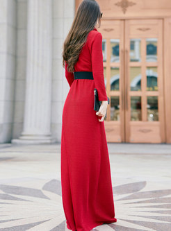 High Neck Long Sleeve Prom Party Dress