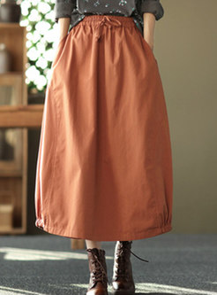 Women High Waist Casual Linen Skirts