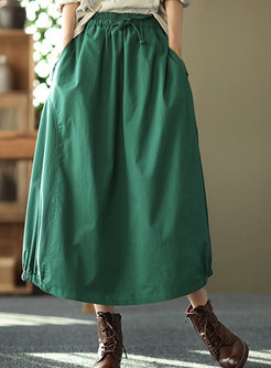 Women High Waist Casual Linen Skirts