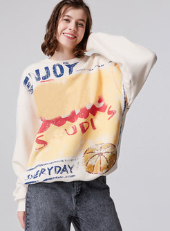 Women Cute Print Loose Sweatshirt