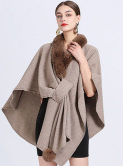 Women Vintage Woolen Cloak Coat