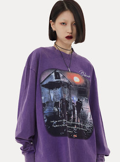 Vitnage Print Loose Sweatshirt