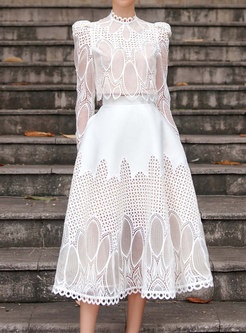 Dresses | Skater Dresses | Water Soluble Lace Romance Long Sleeve ...