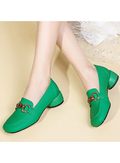 Low Heels Elegant Square Toe Womens Loafer Shoes