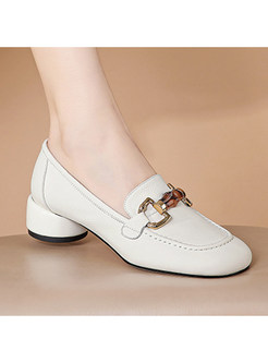 Low Heels Elegant Square Toe Womens Loafer Shoes