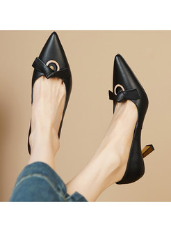 Premium Pointed Toe Knotted Decoration Womens Kitten Heels