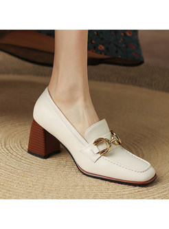 Square Heel Low-Fronted Women Shoes