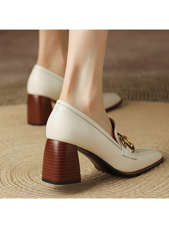 Square Heel Low-Fronted Women Shoes