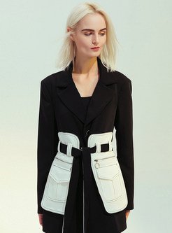Chic Color Contrast Womens Blazers With Belt
