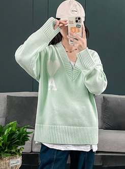 V-Neck Casual Loose Sweater