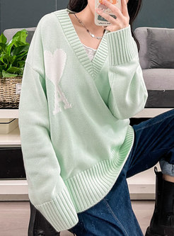 V-Neck Casual Loose Sweater
