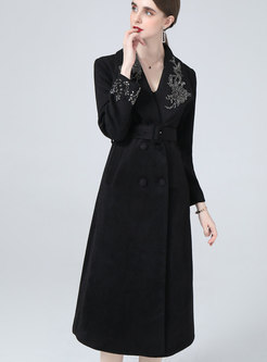 Women's Double Breasted Long Trench Coat