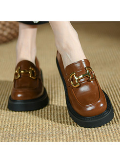 Casual Platform PU Loafer Shoes For Women