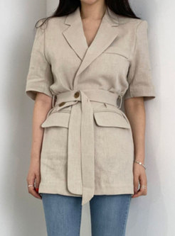 Women's Summer Short Sleeve Blazer Coat