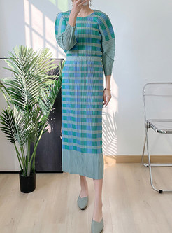 Long Sleeve Striped Crepe Skirt Suits