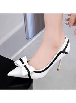 Sexy Bowknot Color Contrast Dress Shoes For Women