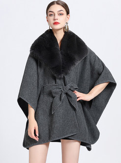 Women Autumn and Winter Faux Fur Large Size Shawl Cloak