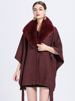 Women Autumn and Winter Faux Fur Large Size Shawl Cloak