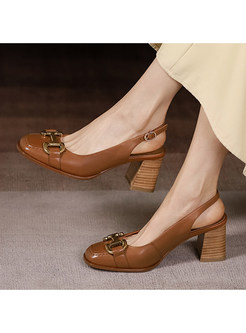 Daily Ritual Round Toe Square Heel Shoes For Women