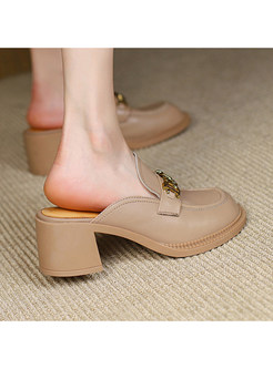 Square Heel PU Wide Fit Women Shoes