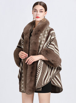 Women Fur Collar Shawl Cloaks Cardigan Jacket