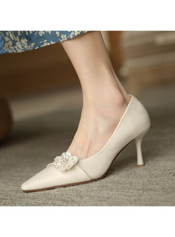 Pointed Toe 3D Flowers Elegant Dress Shoes