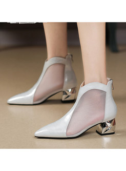 Pointed Toe Splicing Mesh Ankle Boots For Women