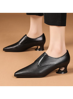 Pointed Toe Low Heels Lug Sole Women Shoes