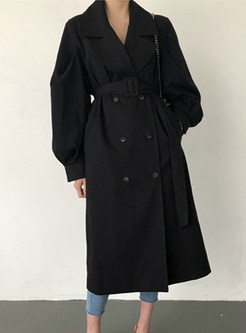Large Lapels Long Sleeve Double-Breasted Trench Coats Women