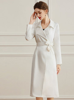 Women's Classic Long White Trench Coat