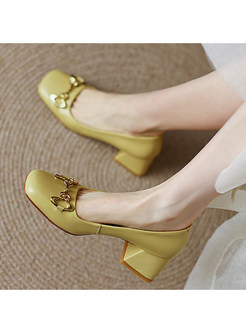 Low Heels Round Toe Slip-On Style Shoes For Women