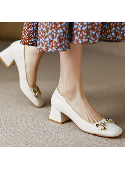 Low Heels Round Toe Slip-On Style Shoes For Women