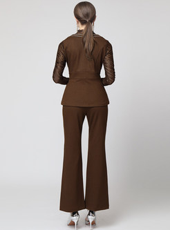 Women Long Sleeve Top and Flare Pant Suit